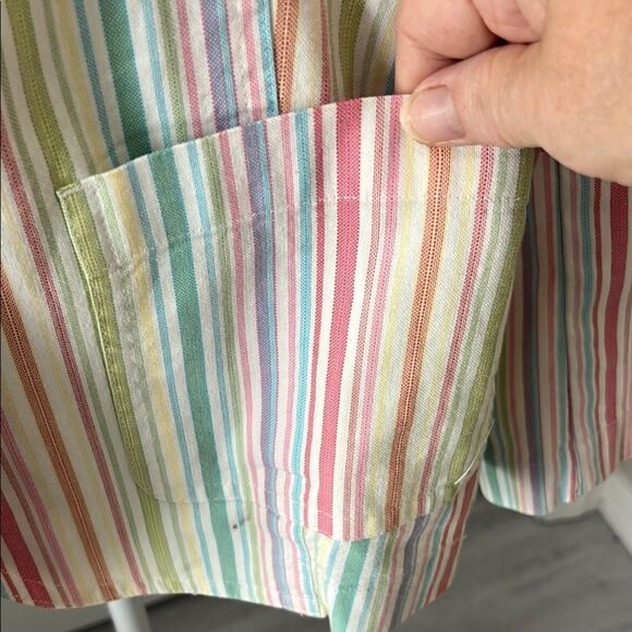 Talbots Woman Pastel Rainbow Striped Women's Blazer Freshly Dry-cleaned SZ 16W - Picture 7 of 11